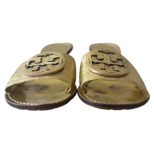 Tory Burch Aerin Metallic Gold Kitten Heel Slides 8.5‎ thumbnail 4