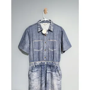 NWT Oddi Acid Washed Chambray Denim Jumpsuits Size Medium Casual thumbnail 6