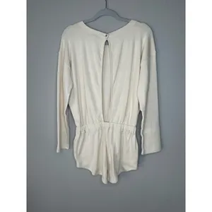 FREE PEOPLE FP Beach Womens Cream Long Sleeve Open Back Sweater Romper Size XS thumbnail 4