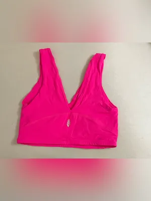 Free People NWT V-Neck Crop Top Hot Pink Size M thumbnail 5