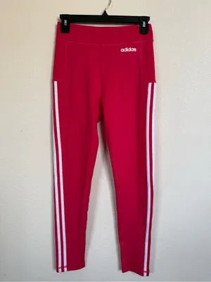 Adidas AeroReady Hot Pink 3 Stripe Leggings Athletic Yoga Gym Size S thumbnail 2
