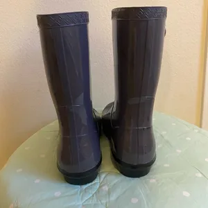UGG Gray Lavender Shaye Nightfall Black Sole Tall Glossy Rain boots size 9 thumbnail 7