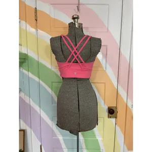 Lululemon Pink Strappy Back Longline Sports Bra Yoga Gym Activewear Medium thumbnail 4