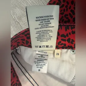 Alice + Olivia Good High Rise Ankle Skinny Jeans Red Leopard Funky Rock Size 28 thumbnail 10