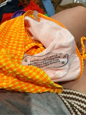 Women’s Orange Checked gingham boy Short bikini Size M Size M thumbnail 5