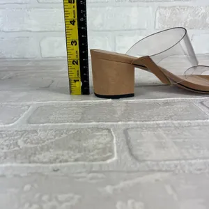 SCHUTZ Heels Victorie Womens 7.5 Nude Transparent 2‎ Strap Block Heel Sandals B thumbnail 15
