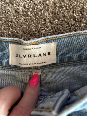 SLVRLAKE Light Blue Distressed Dakota Highrise Jeans thumbnail 2