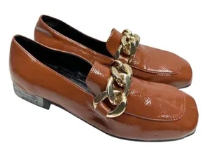 Blondo Loafers‎ Size 5 Brown Slip On Waterproof Block Heel Chain Detail NEW thumbnail 1
