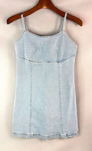 Lone Star S Pale Blue Cotton Stretch Denim Spaghetti Strap Sun Mini Dress thumbnail 1