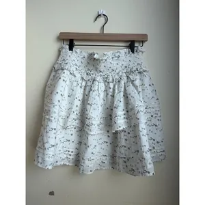 Cleobella x Arrows & Bow Organic Cotton Floral Smocked Ruffle Mini Skirt White M thumbnail 2