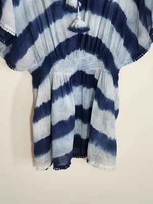 Shiraleah Blue Dyed Cotton Swim Cover-Up One Size thumbnail 3