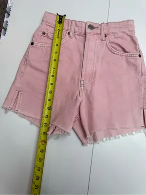 Zara Dusty Pink Frayed Denim Shorts size 0 thumbnail 6