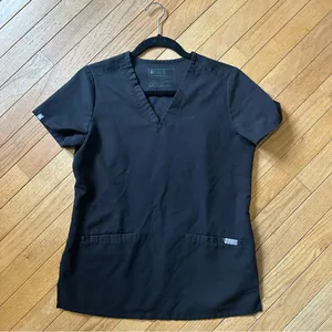 Figs Technical Collection V Neck Short Sleeve Scrub Top Womens XS Black thumbnail 1