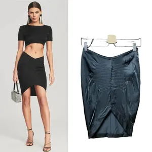 Retrofête Caye Hi-Low Silk Skirt in‎ Black Size XS thumbnail 2