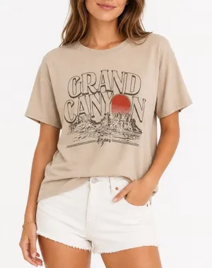 Time and Tru Grand Canyon Arizona Graphic T-Shirt Tan Beige Large L 12-14 thumbnail 1