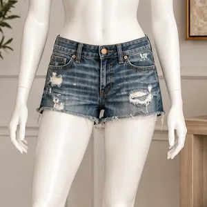 American Eagle Womens Denim Shorts Distressed Raw Hem Blue Size 4 thumbnail 1