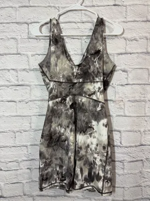 Gymshark Grey Marble-Print Romper, Large thumbnail 2