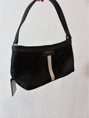 DKNY Black Baguette Hand Bag Purse Y2k Monogram Chic thumbnail 2