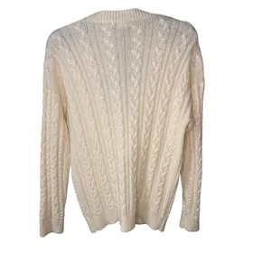 Carriage Court Women's Cream Color V neck button down‎ cable knit Size M thumbnail 3