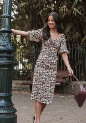 Petal & Pup Oona Midi Dress In Black Ditsy Floral XS nwt HTF thumbnail 1