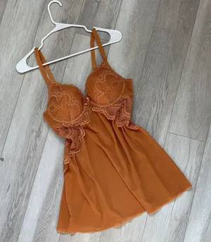 Juicy Couture Mesh Lace Chemise Orange (large) sexy babydoll padded lingerie y2k thumbnail 1