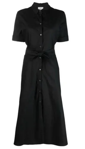 Woolrich black 100% cotton tied-waist poplin shirt dress NEW thumbnail 3