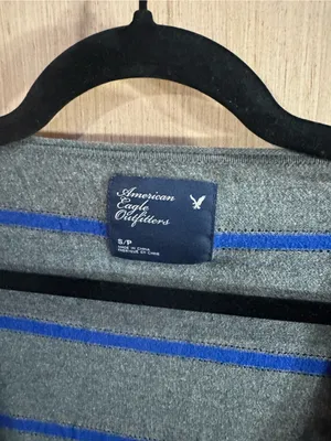 American Eagle Outfitters Gray Cardigan with Blue Stripes Size Small thumbnail 2