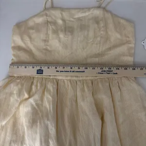 Altar'd State NWT Cottagecore Yellow Pinstripe Tiered Mini Dress L Coquette Romantic Whimsy thumbnail 10