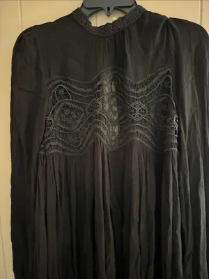 Free People Black Lace Dahlia Long Sleeve Dress thumbnail 2