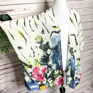 Multicolor Bohemian Abstract Floral Kimono Shawl Cover-Up Blouse Top One Size thumbnail 1