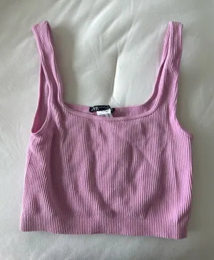 Pink ZARA Tank Top Cropped ribbed thumbnail 1