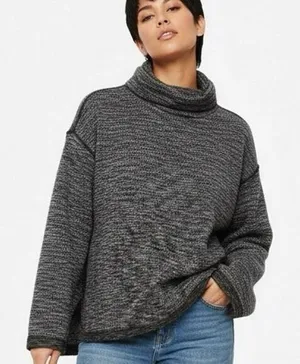 NWT Free People We The Free Night Star Marled Turtleneck Sweater Grey Size M thumbnail 1
