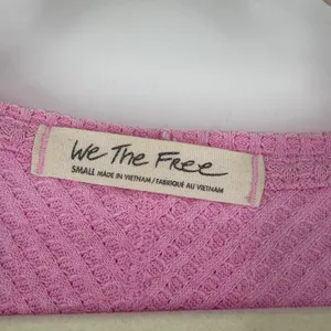We The Free Free People Pink Waffle Knit Asymmetrical V-Neck Thermal Top S thumbnail 5