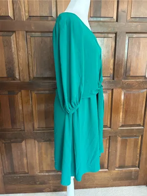 Anthropologie Maeve Valparaiso Green Tie Front Chiffon Dress Size 2P‎ Petite thumbnail 4