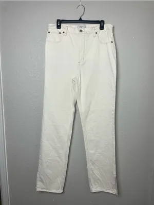 Abercrombie & Fitch 90’s Straight Ultra High Rise Off-White Jeans Size 31L thumbnail 3