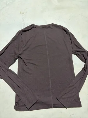 Madewell Long Sleeve Ribbed Crew Neck Shirt brown large thumbnail 10
