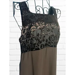 Vintage Rhapsody Size 8 Square Neck Semi Formal Brown Maxi Dress‎ Lace Bodice thumbnail 2