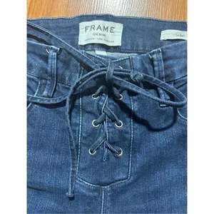 Frame Le Bell Lace‎ Up Jean In Hayworth High Waist Cropped Flare Jeans Sz 27 thumbnail 10