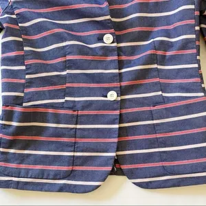 Gap The Academy Blazer Navy Blue Pink Striped Cotton Jacket Womens Size 4‎ thumbnail 5