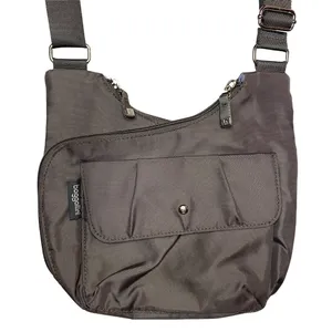 Baggallini Gray‎ Nylon Crossbody Zip Travel Purse Woman Cross Over Lightweight thumbnail 2