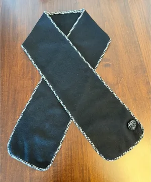 Lauren Ralph‎ Lauren Black Scarf Houndstooth Trim Rosette Button Y2K Academia thumbnail 1