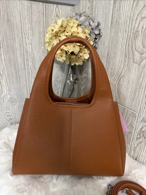ellos Tan Pebbled Shoulder Bag with Detailing Brown thumbnail 4