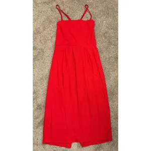 Wild Fable Red Linen Blend Corset Back Midi Dress Criss Cross Back Size, 10 thumbnail 2