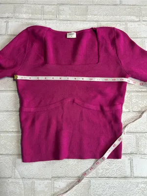 Abercrombie & Fitch Fitted Square- Neck Ribbed Sweater - Bright Pink thumbnail 6