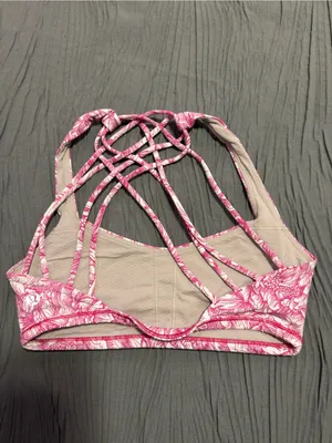 lululemon athletica Pink Floral Strappy Sports Bra thumbnail 2