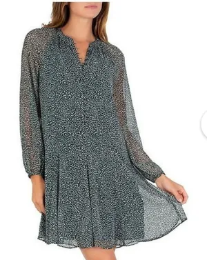 Joie Limited Edition Balloon Long Sleeve Green Flowy Chiffon Fall Dress Xxl thumbnail 1