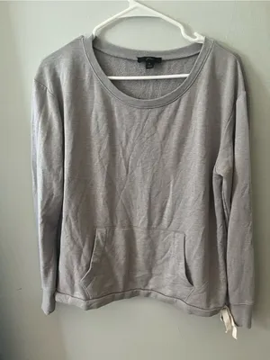 J. Crew Light Gray Scoop-Neck Pullover Sweatshirt thumbnail 1
