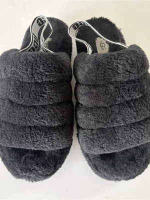 UGG Fluff Yeah Slide Women's Sheepskin Slipper Sandals Black Size 9 thumbnail 3