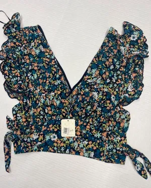 Free People top size floral deep v-neck Small (b9) thumbnail 1