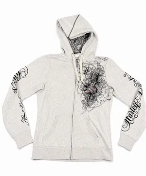 harley davidson zip up hoodie womens heart daggar L Script Split Zip Hood thumbnail 1